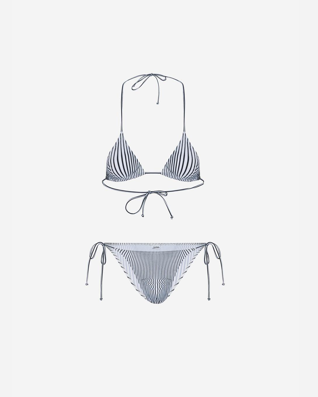 Bikini Set Printed "Pinstripe Body Morphing" - Swimwear - Jean Paul Gaultier - Elevastor