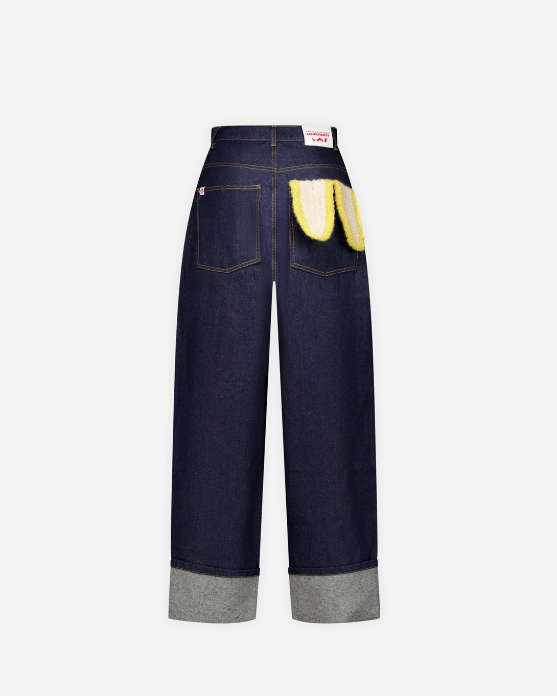 Loose Fit Jean With Knitted Pocket Waisted