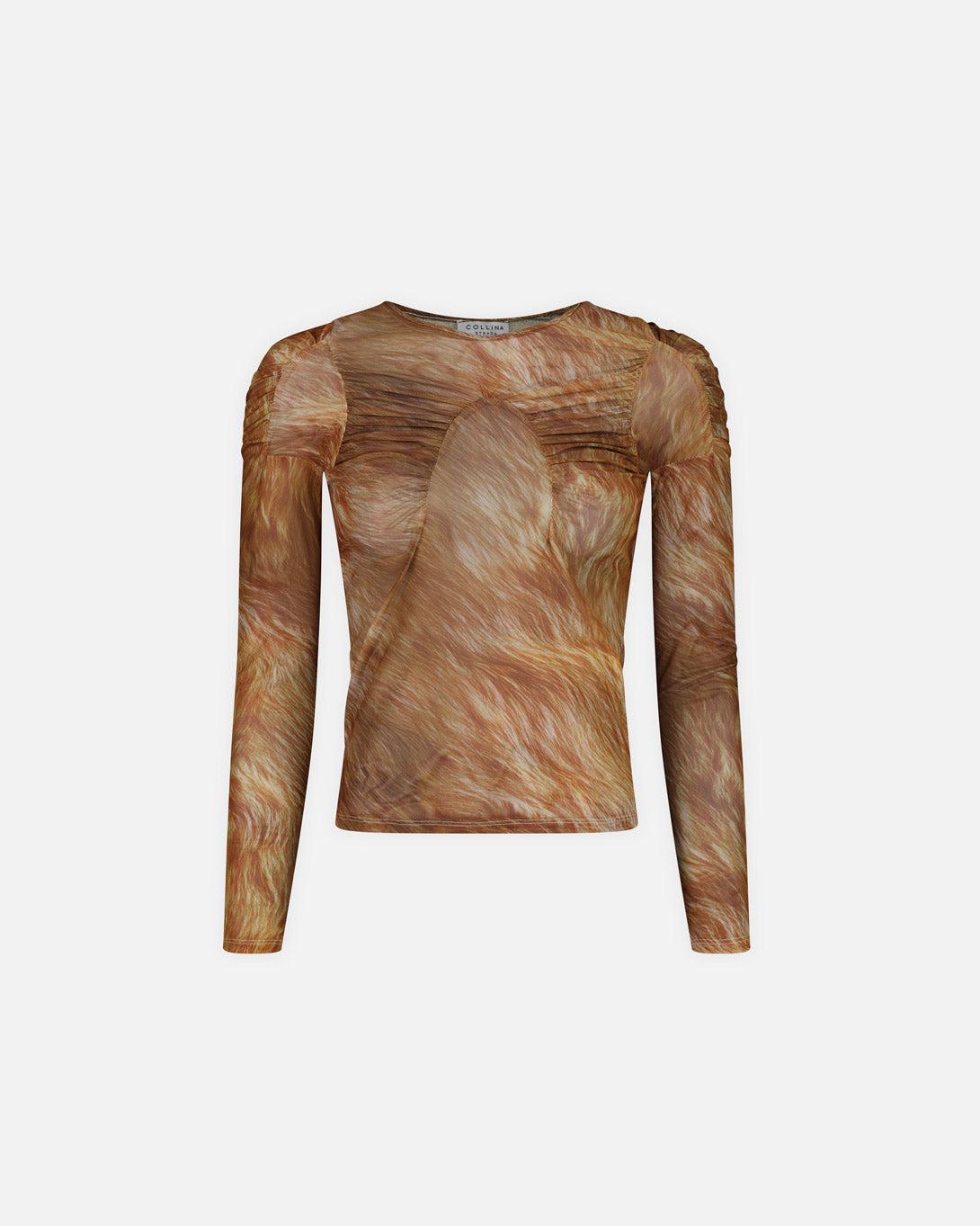 ARC LONG SLEEVE TOP BROWN FUR - Tops - Collina Strada - Elevastor