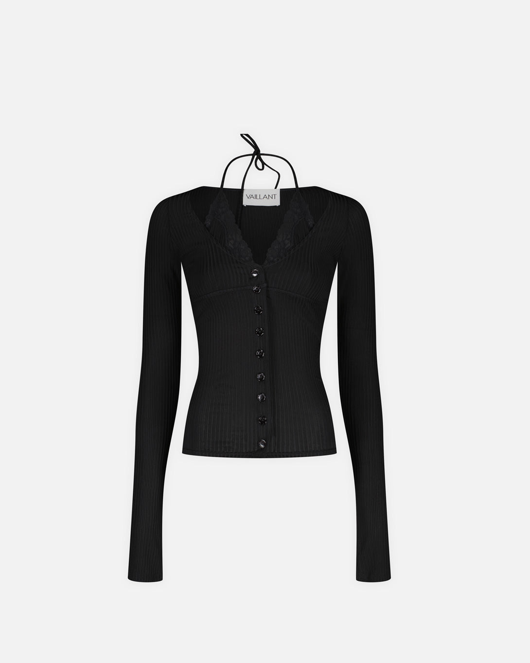 Ribbed Jersey Cardigan With Bra Strap - Tops - Vaillant - Elevastor