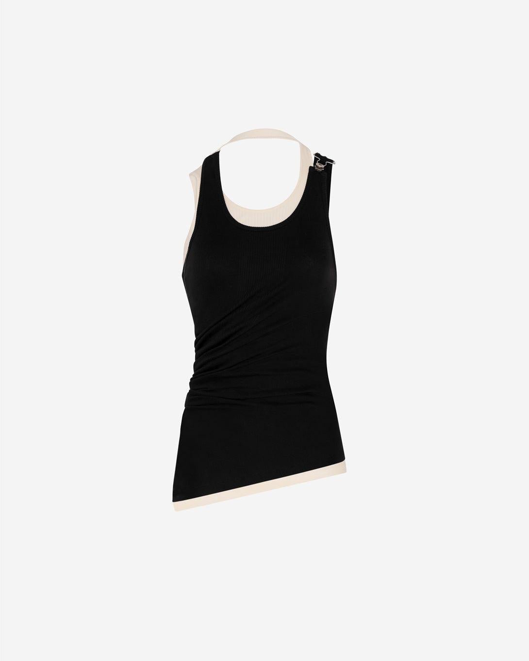 Cotton Ribbed Twisted Double Layer Tank Top - Jean Paul Gaultier - Elevastor