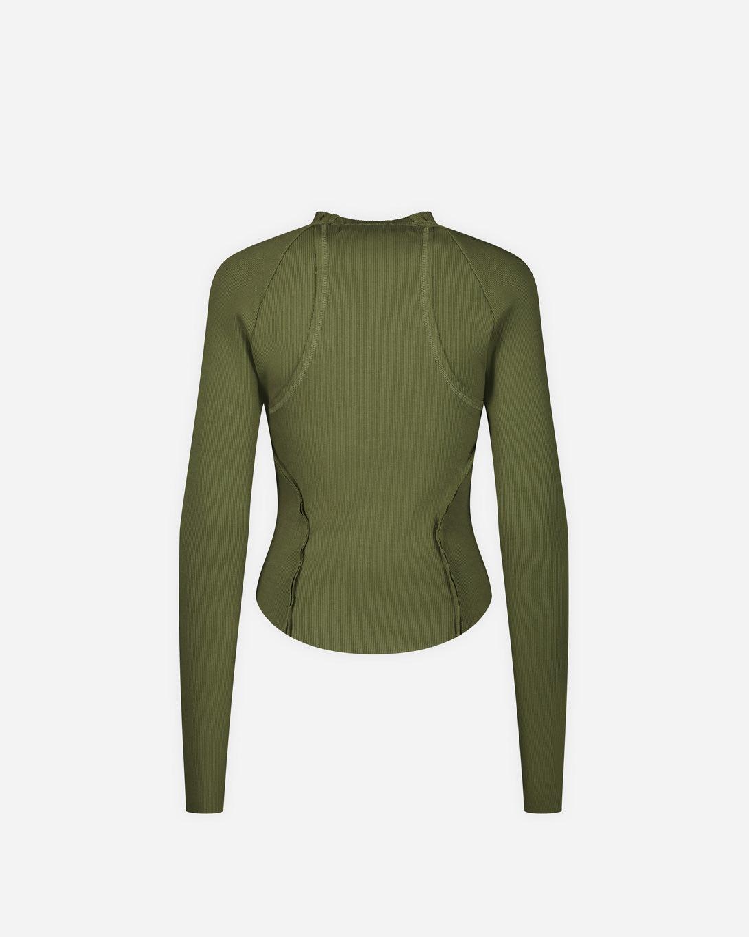 Khaki Rib Zipped Longsleeve - Sweaters - MISBHV - Elevastor