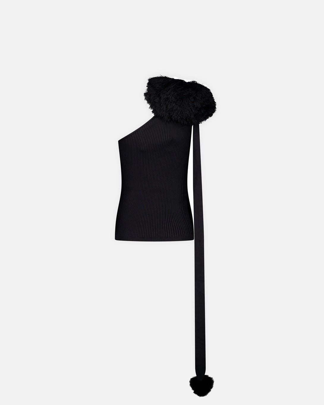 One Shoulder Pompom Scarf Top - Vaillant - Elevastor