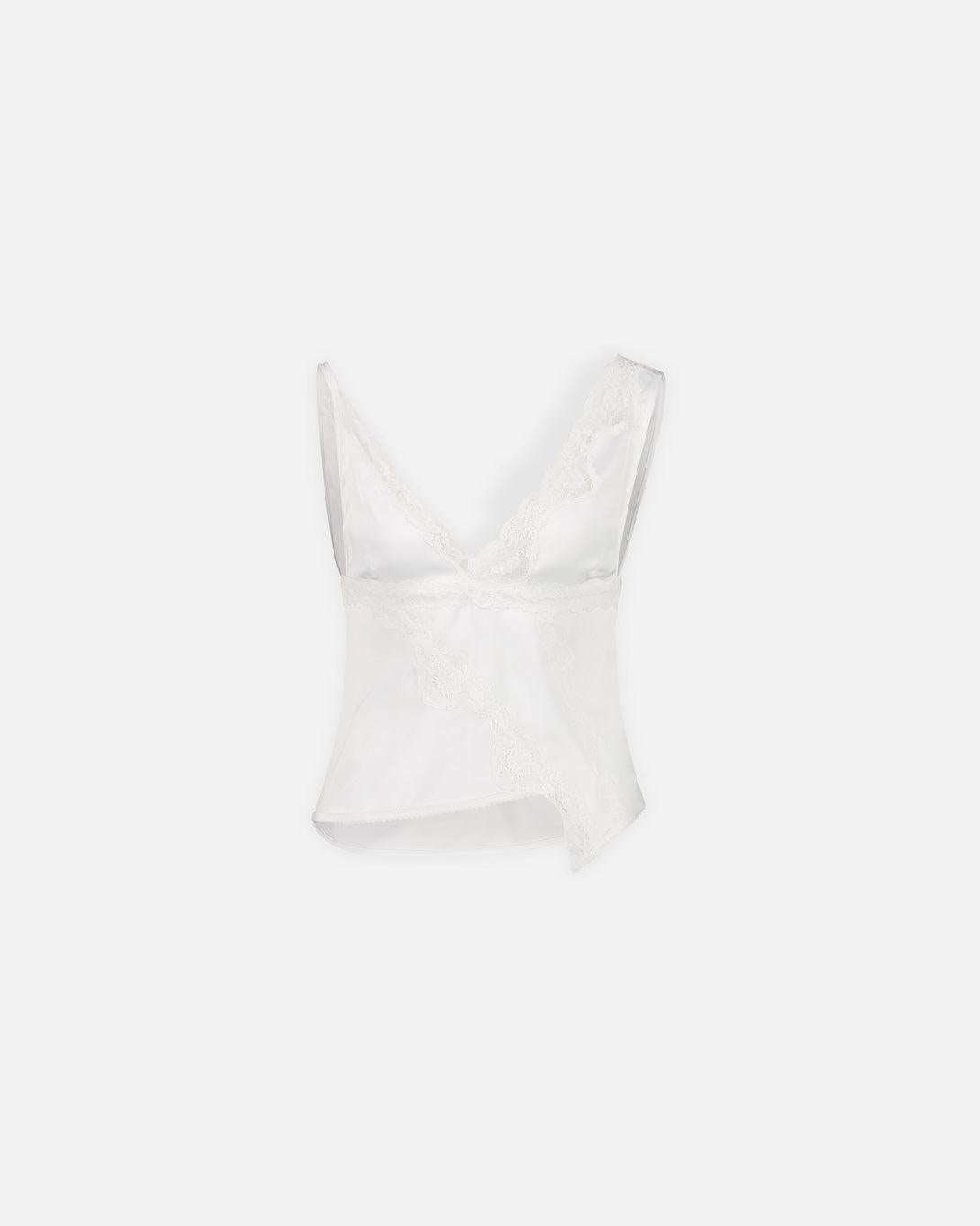 Signature Satin Asymmetric Lace Tank Top - Vaillant - Elevastor