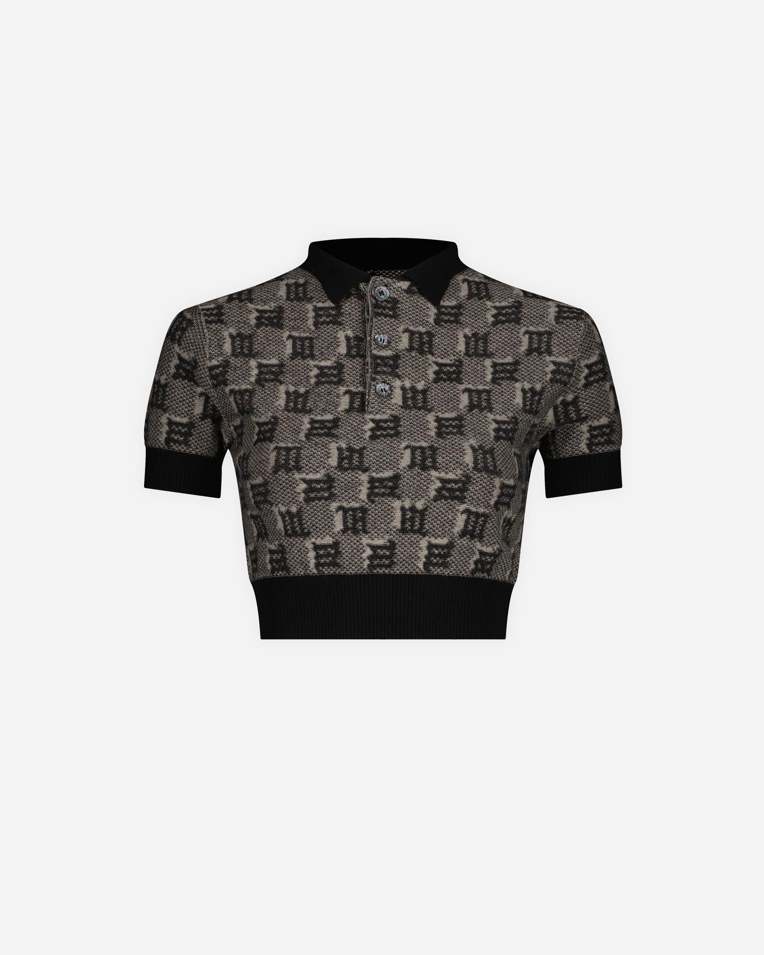 Jacquard Silk Blend Monogram Polo Top - Tops - MISBHV - Elevastor