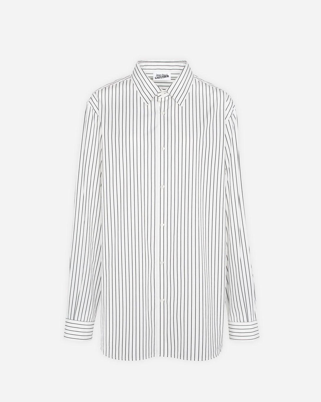 Stripped Popeline Shirt With "Haute Jeannerie" Logo Detail - Jean Paul Gaultier - Elevastor