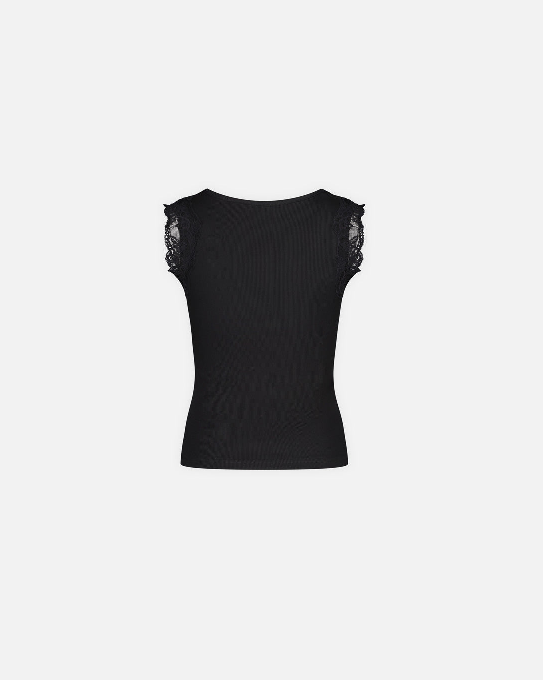 Ribbed Tank Top With Lace Trim Neckline - Tops - Vaillant - Elevastor