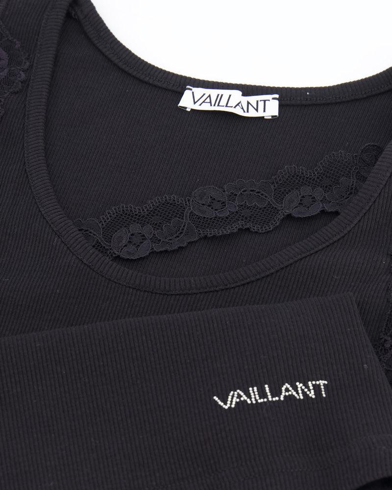 Ribbed Tank Top With Lace Trim Neckline - Tops - Vaillant - Elevastor