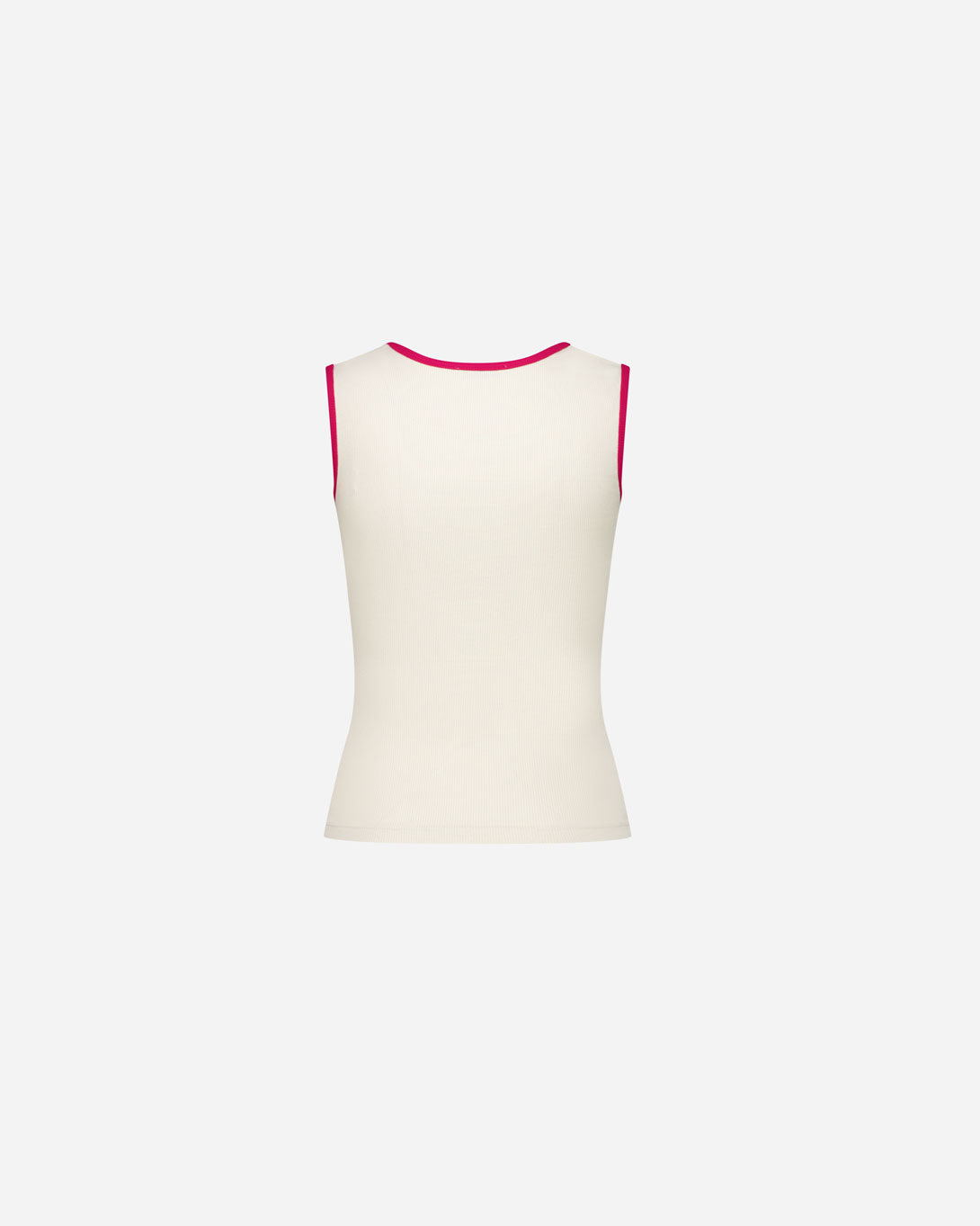 Ribbed Tank Top With Lace Trim Neckline