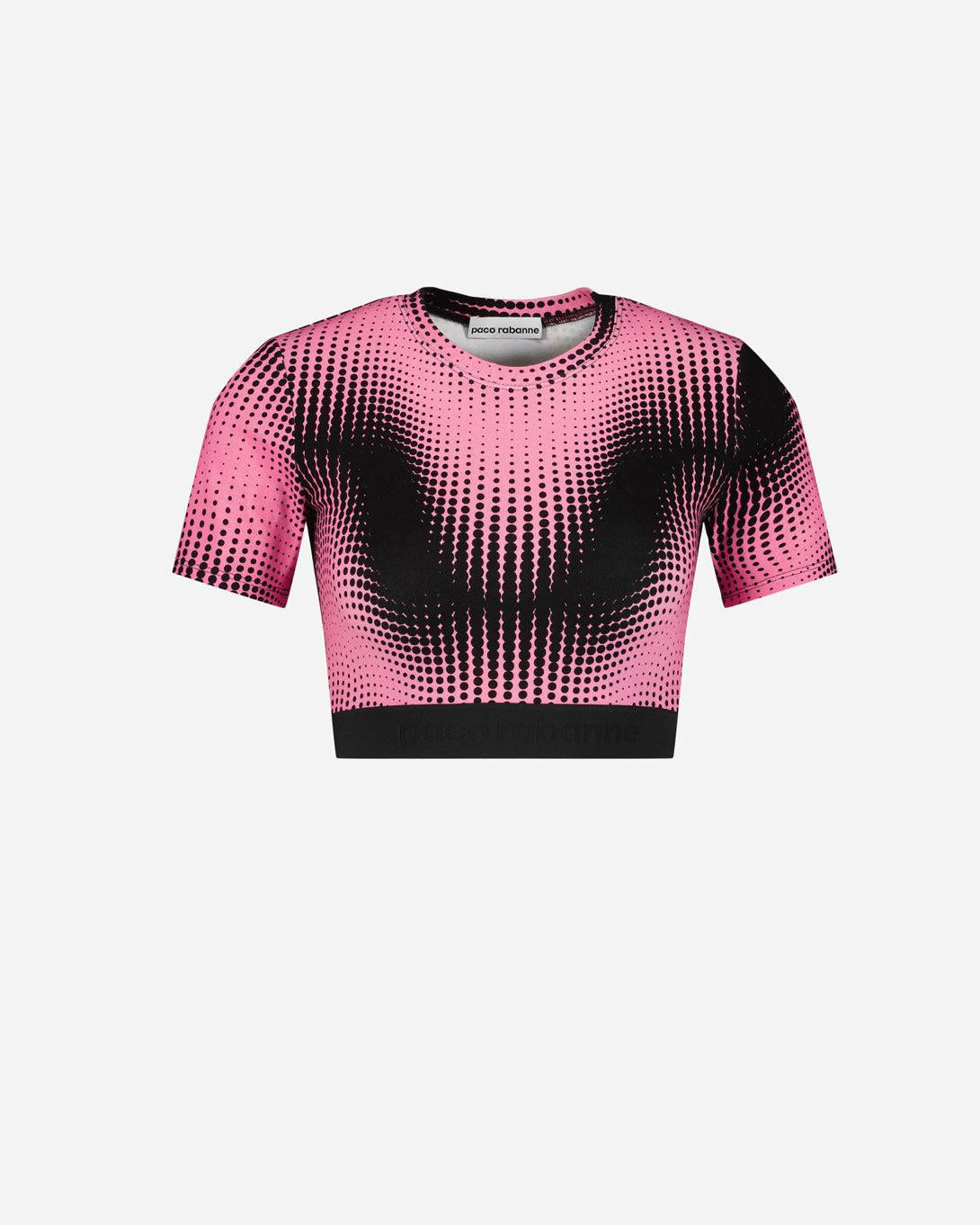 Pink cropped tee - Tops - Paco Rabanne - Elevastor