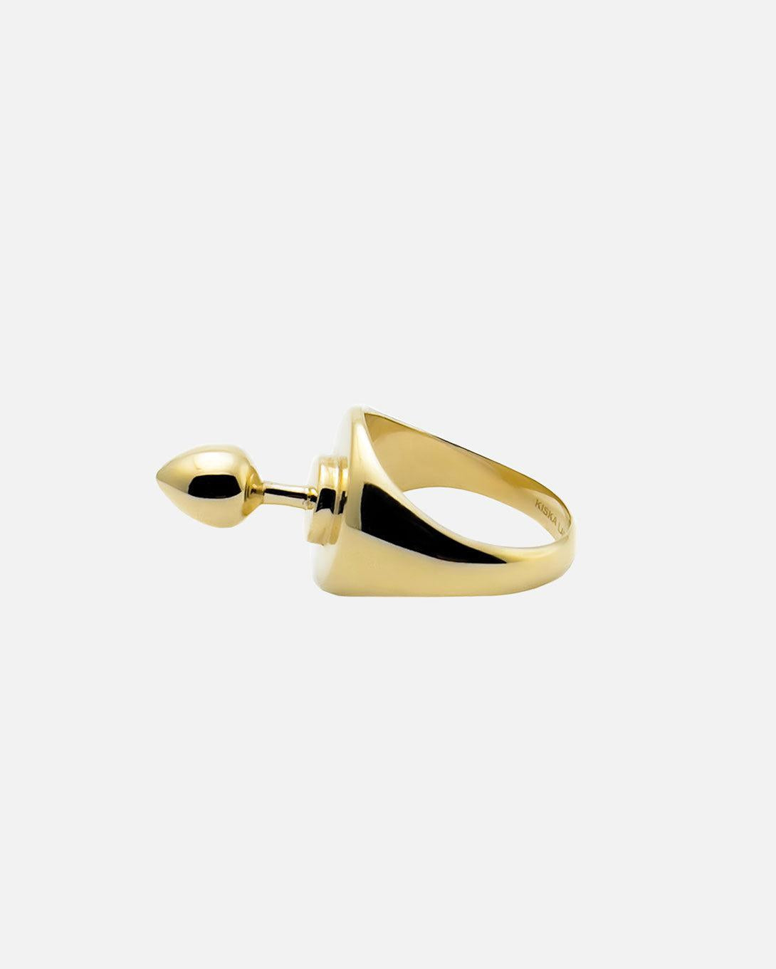 Gold Mini Plug Signet Ring - Jewelry - Kiska Lab - Elevastor